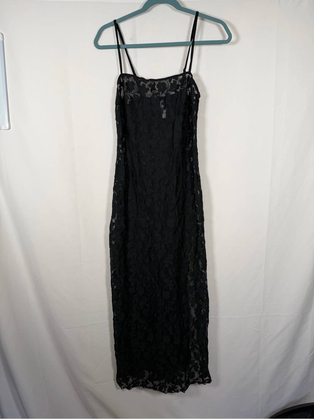 Whimsigoth Witchy Fairygrunge Black‎ Lace Slip Maxi Layering Dress